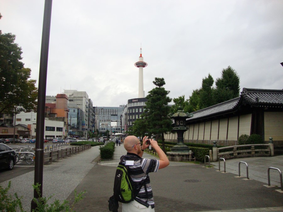 DSC07520 ryan lotter taking photos with kyoto tower in the background